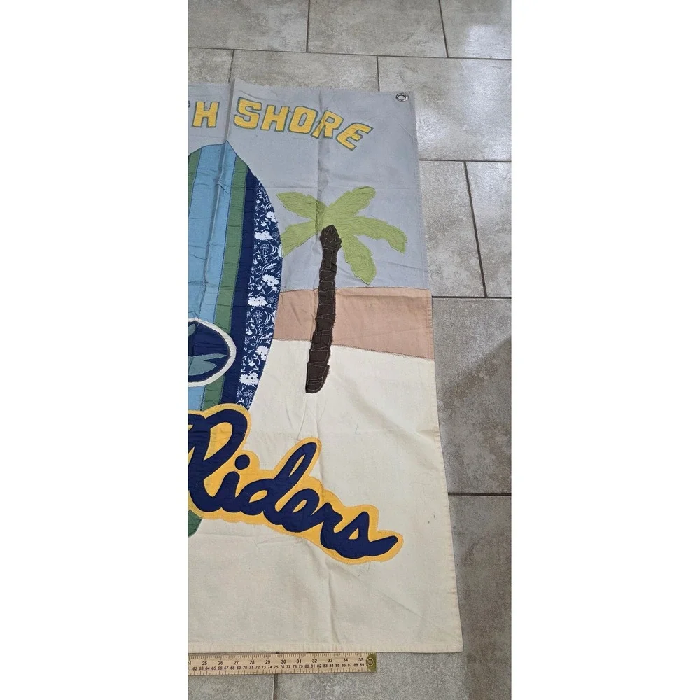 North Shore Surf Riders Fabric Wall Hanging Banner Surfboard Palm Trees 58x35